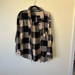 Maurices Black and Tan Plaid Blouse